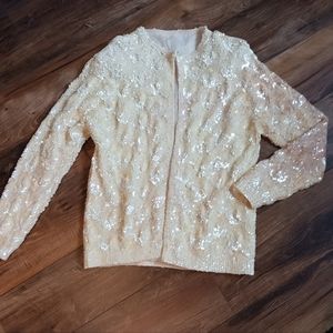 Vintage Ivory Sequin Cardigan Sweater.  Brilliant.